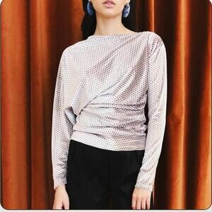 Rachel Comey Haven Top Pink Velvet Size 6 Draped Long Sleeve Boatneck